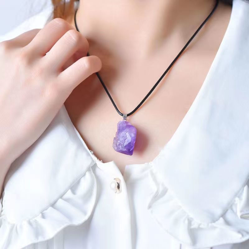 紫水晶簇吊坠项链天然巴西转运水晶DIY女生吊坠生日礼物时尚饰品