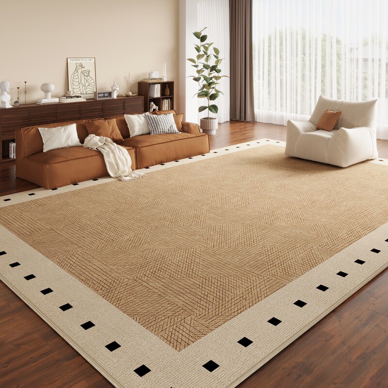 奶油风客厅地毯轻奢高级感沙发茶几地垫卧室防水免洗可擦垫子机洗