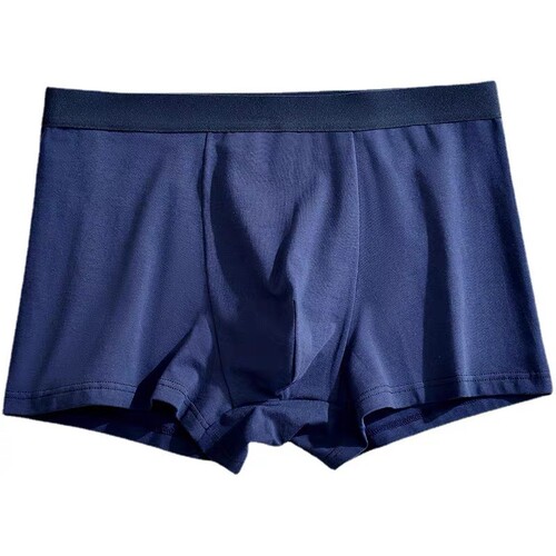 藏蓝色纯棉平角男士内裤男生高端新疆棉抗菌吸汗舒服男式四角短裤