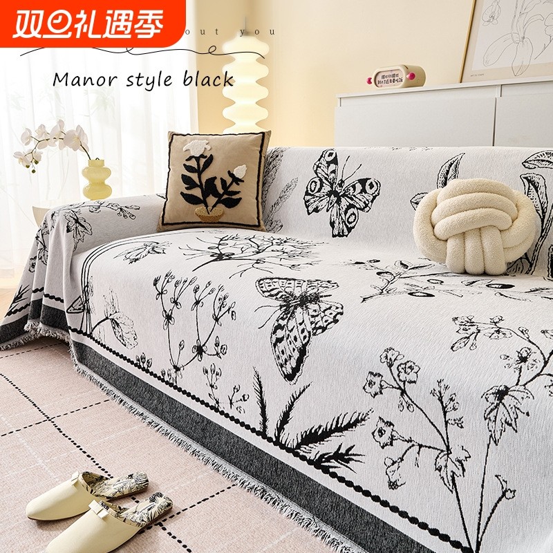 复古法式沙发巾盖布全盖网红雪尼尔四季通用轻奢高级感沙发垫套罩