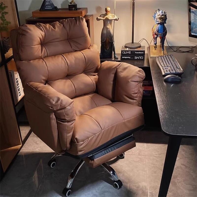 老板椅家用电脑椅子舒服久坐办公懒人沙发椅卧室书桌靠背可躺转椅