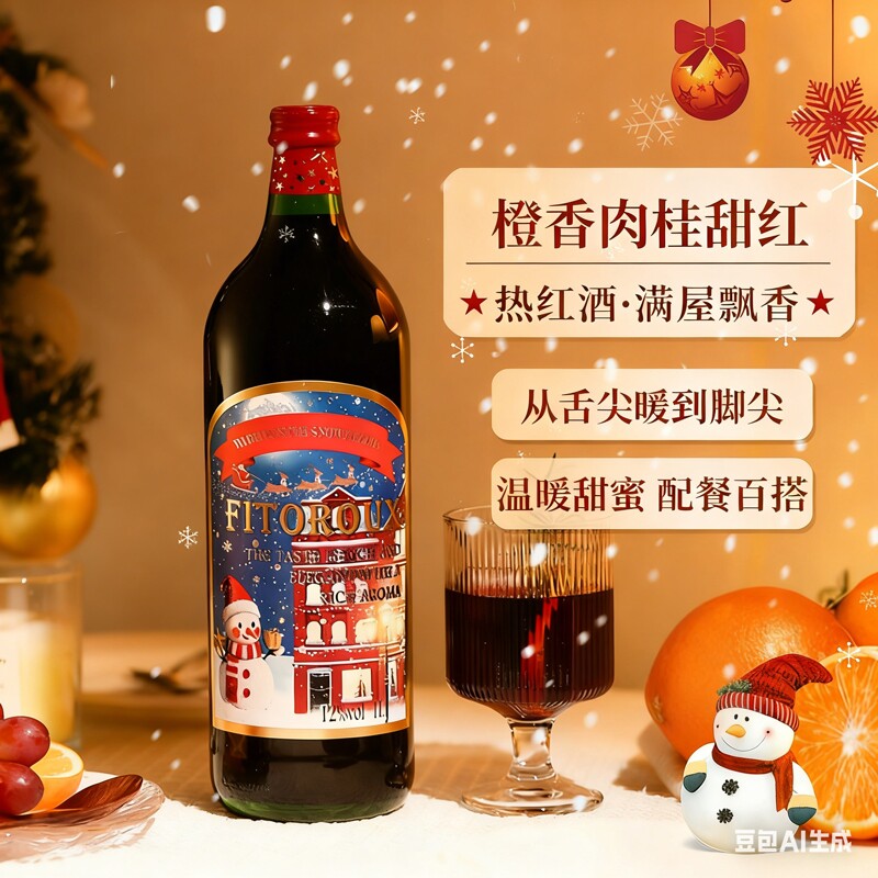 法国进口暖冬雪绒圣诞热红酒甜红葡萄酒送礼煮红酒原酒甜型