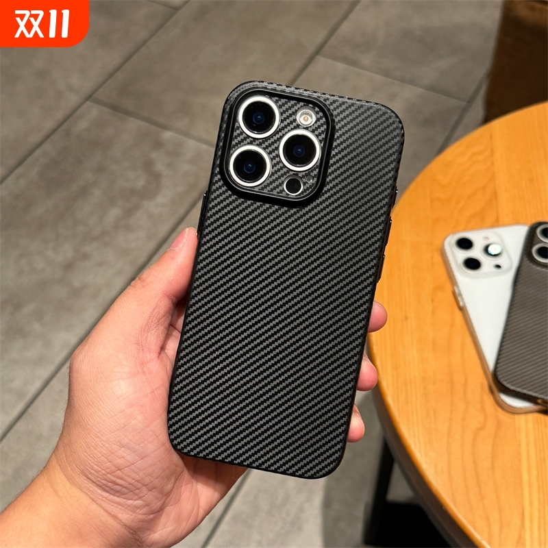 适用苹果16promax新款碳纤维纹超薄tpu软壳iphone15pro全包14高级感13p保护套12pro简约商务小众手机壳男女款