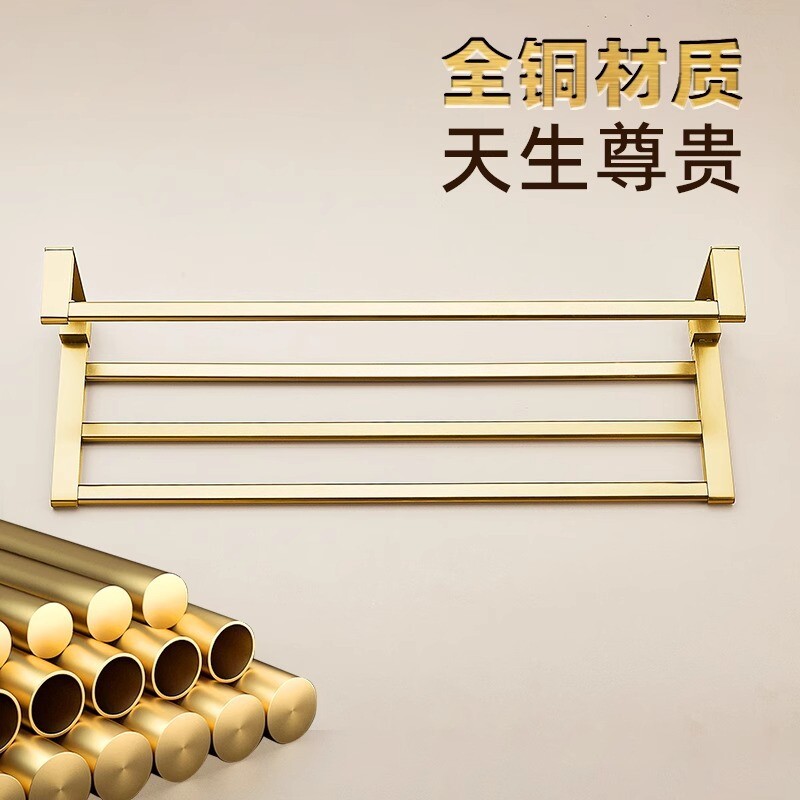 枪灰色全铜浴巾架卫生间毛巾架壁挂浴室置物架高端酒店五金挂件
