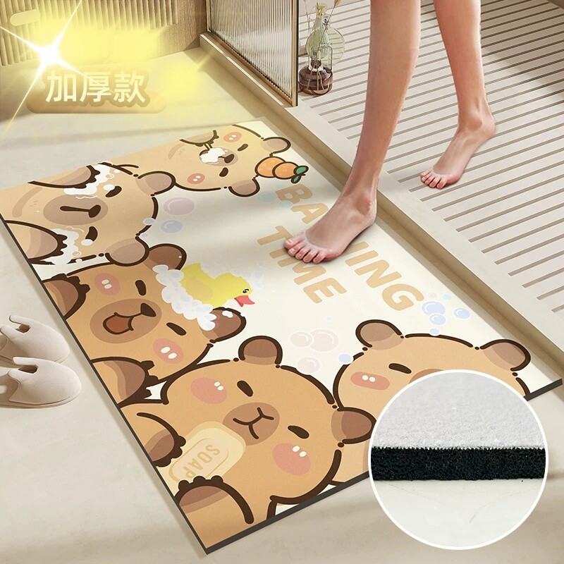 浴室地垫2026新款硅藻泥吸水垫卫生间门口速干脚垫家用卡通防滑垫