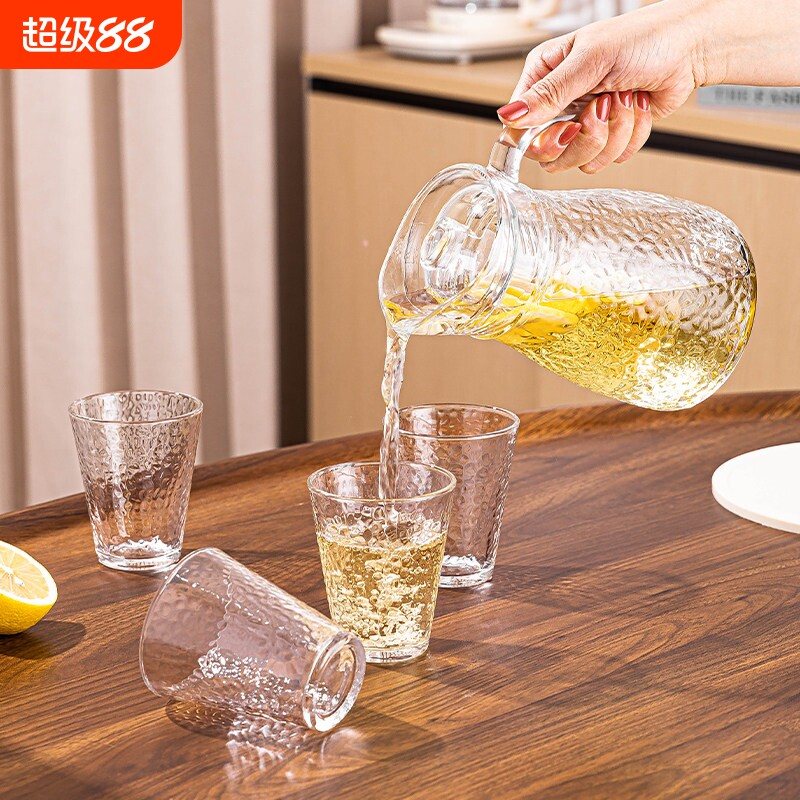 家用大容量冷水壶新款透明加厚玻璃壶果汁茶壶高档轻奢凉白开扎壶