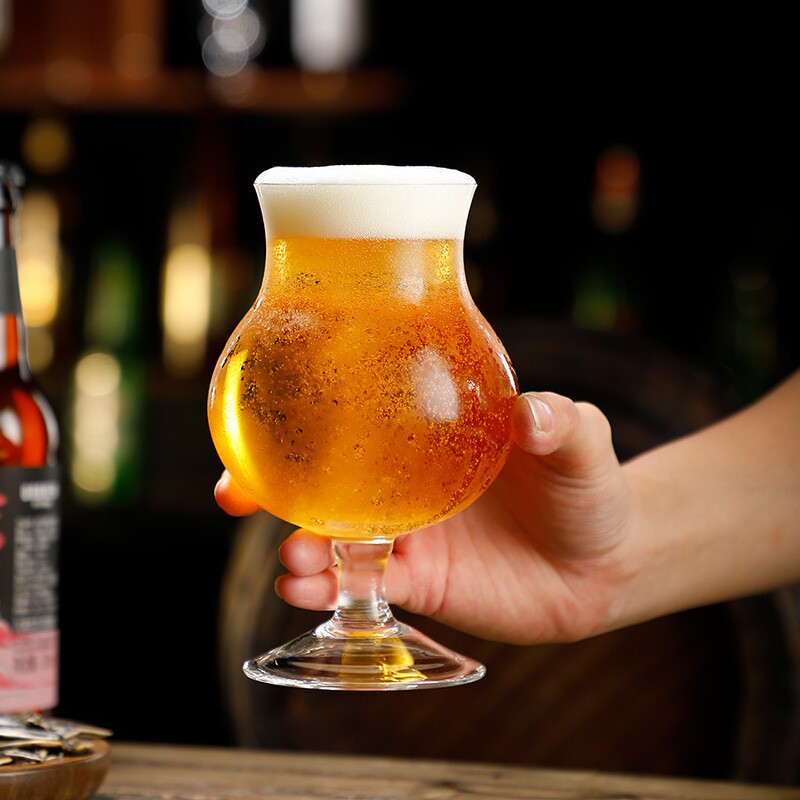 郁金香网红精酿杯500ml德国扎啤杯 小麦啤酒杯酒吧专用酒杯玻璃