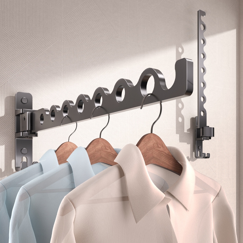壁挂折叠晾衣架阳台家用晒晾衣杆室内挂衣架飘窗晾衣神器隐形伸缩