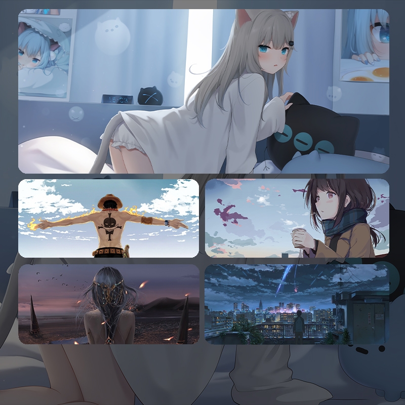 超大鼠标垫加厚护腕二次元男生电竞游戏动漫风办公小号电脑桌垫子