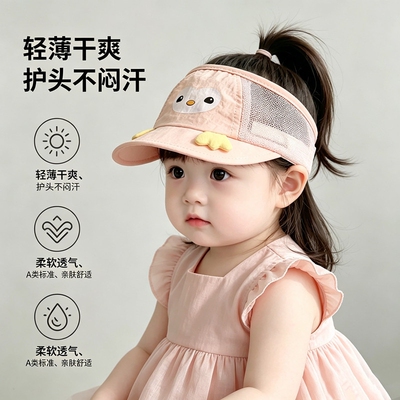 婴儿帽子空顶婴幼儿防晒遮阳帽小月龄宝宝鸭舌帽新生儿护囟门速干