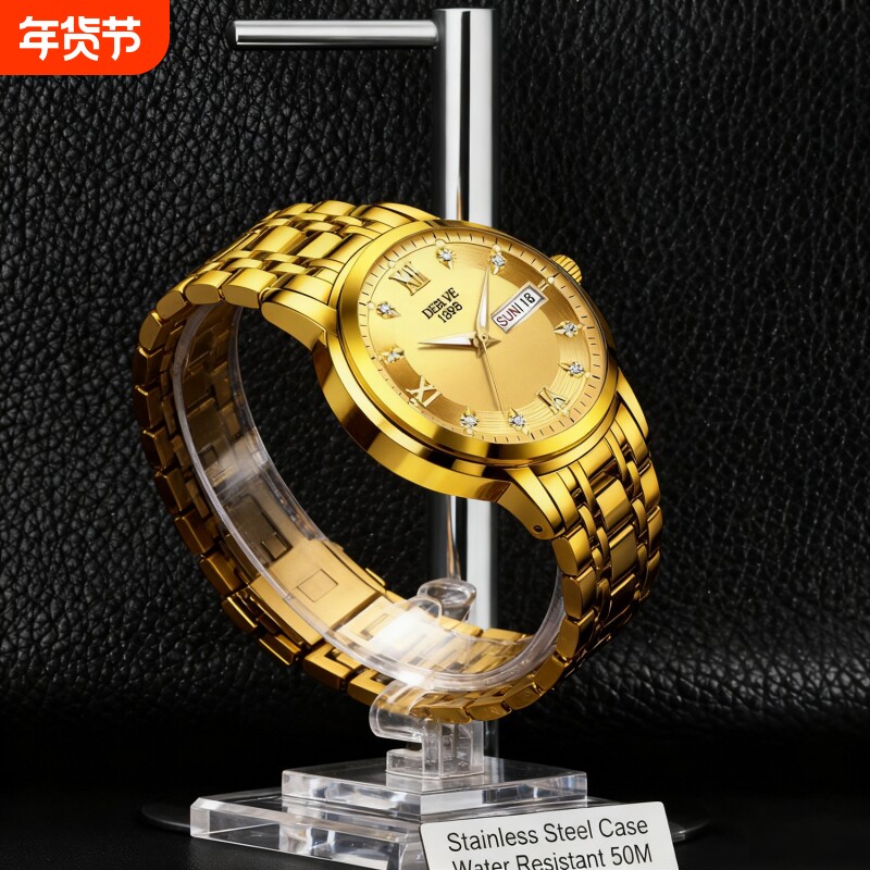 正品瑞士全自动非机械表手表男士学生韩版时尚潮双日历防水表夜光