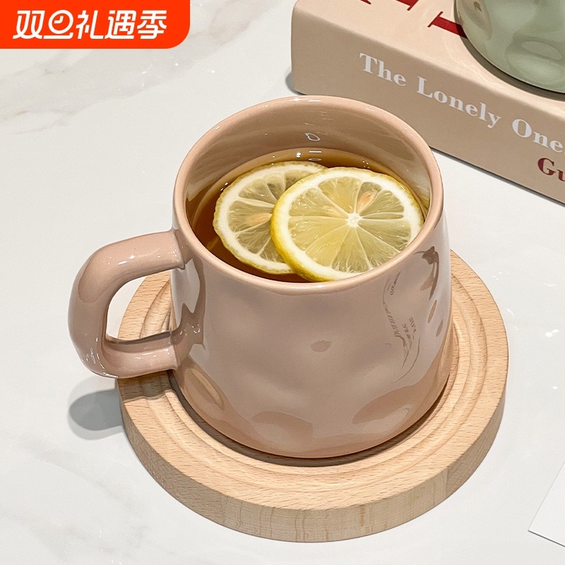 高颜值陶瓷杯马克杯家用喝水杯带勺子办公室情侣水杯奶fufu咖啡杯