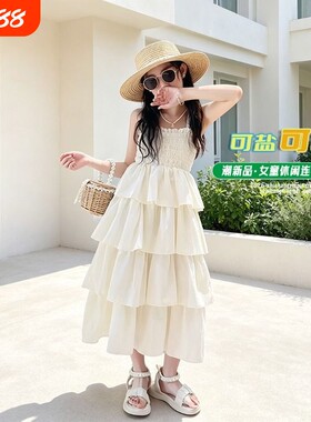 女中大童夏季新款吊带公主连衣裙