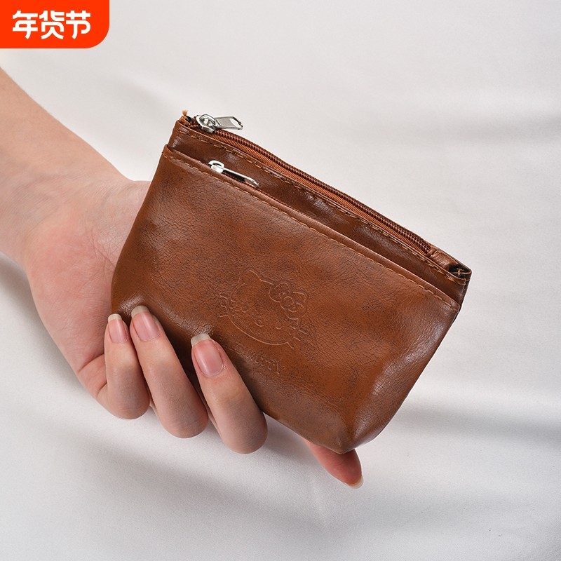 复古可爱猫咪零钱包女大容量便携小巧学生创意钱包拉链证件收纳包