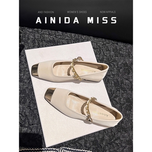 法式小香风气质单鞋女秋冬低跟玛丽珍女鞋配裙子晚晚白色鞋子粗跟