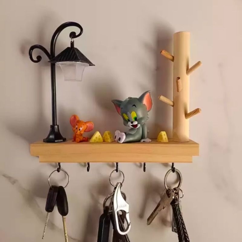 进门钥匙收纳架ins入户玄关壁挂创意墙上置物网红装饰挂钩免打孔