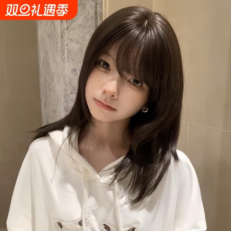 假发女中长发锁骨发自然逼真学生头短发日常全头套整顶高层次刘海
