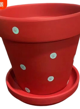 陶土多肉花盆绿植陶瓷透气吸水盆蝴蝶兰盆栽大口径红陶盆波点桌面