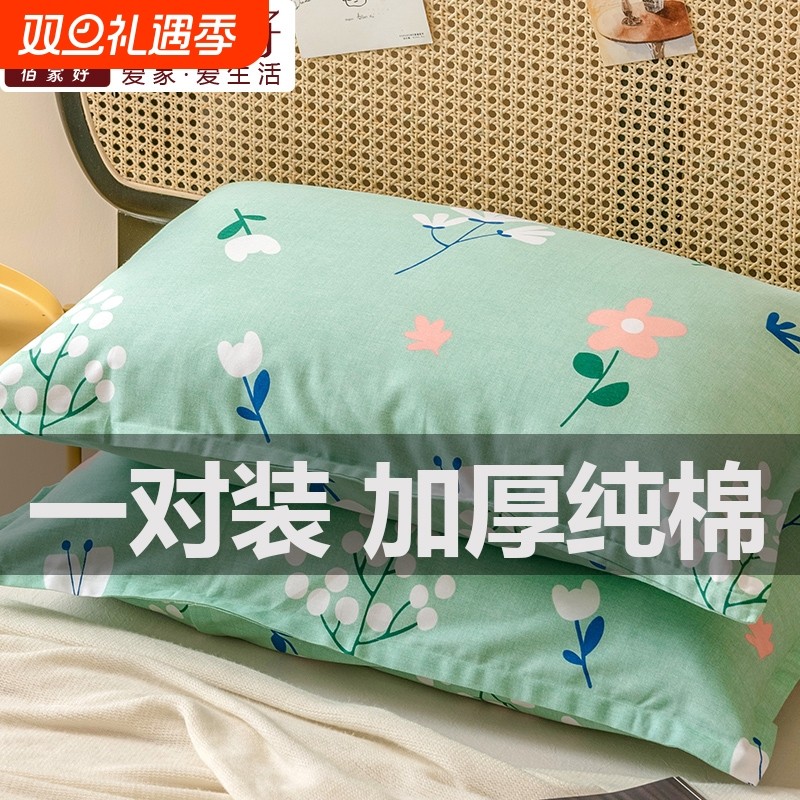全棉枕套2024新款纯棉一对装乳胶枕头套子48cmx74cm单个