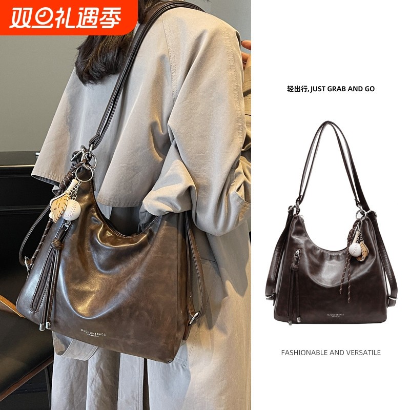 春夏复古大容量包包女2025新款通勤双肩后背包时尚单肩斜挎托特包