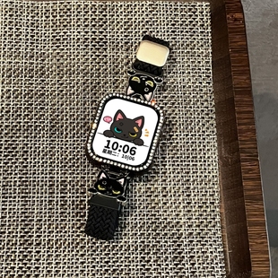 透气小米手环9pro防摔钻壳智能运动配件 7时尚 适用苹果手表s11表带招吉猫编织磁吸扣10可爱高级感9