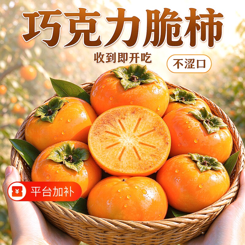 正宗巧克力脆柿子新鲜水果脆皮柿子甜柿子冰糖心当季水果整箱包邮