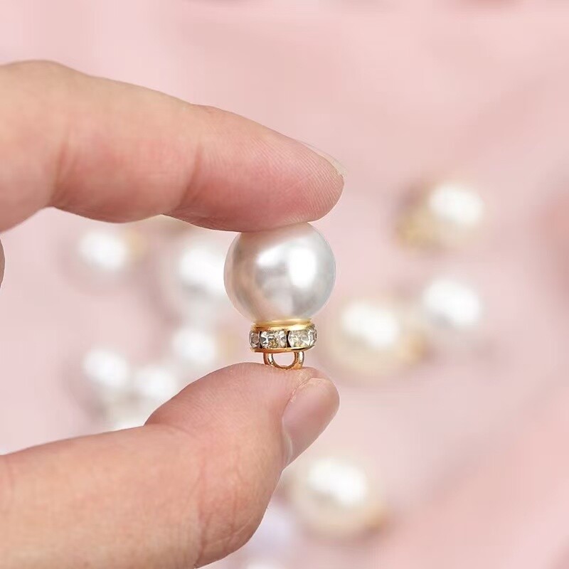 珍珠纽扣旗袍衬衫纽扣diy手工圆形侧孔珍珠装饰扣开衫扣毛衣扣子