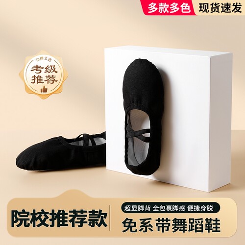 免系带软底舞蹈鞋专业舞蹈鞋黑色练功鞋成人跳舞芭蕾舞鞋儿童舞鞋