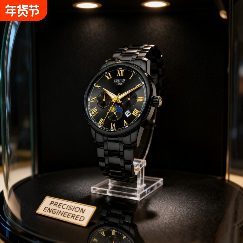 正品瑞士全自动非机械表手表男士学生韩版时尚潮双日历防水表夜光