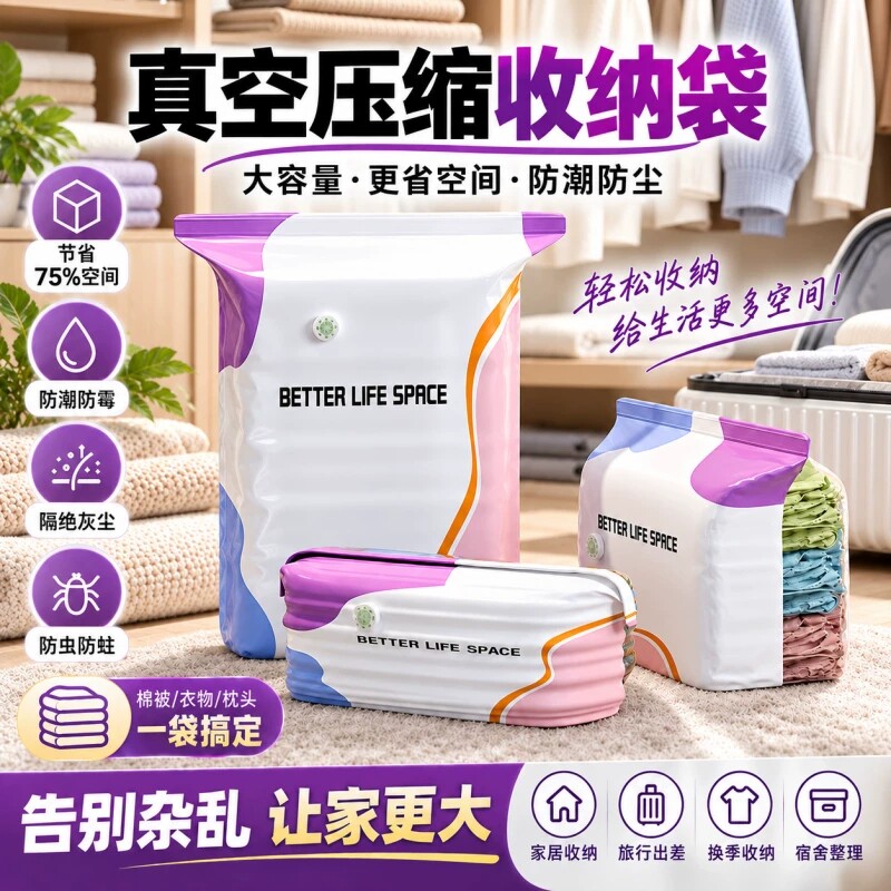 免抽气立体真空压缩袋棉被衣物羽绒服家用袋整理袋衣服被子收纳袋