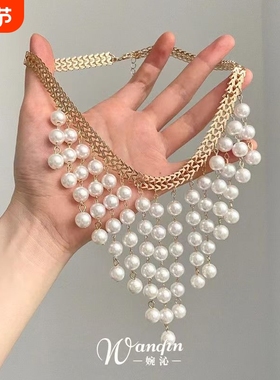 「珠帘旧梦」法式复古多流苏串珠项链高级感轻奢小众夸张锁骨链女