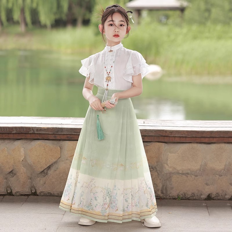 儿童马面裙汉服中国风女童套装2025新款新中式唐装中大童童装夏季