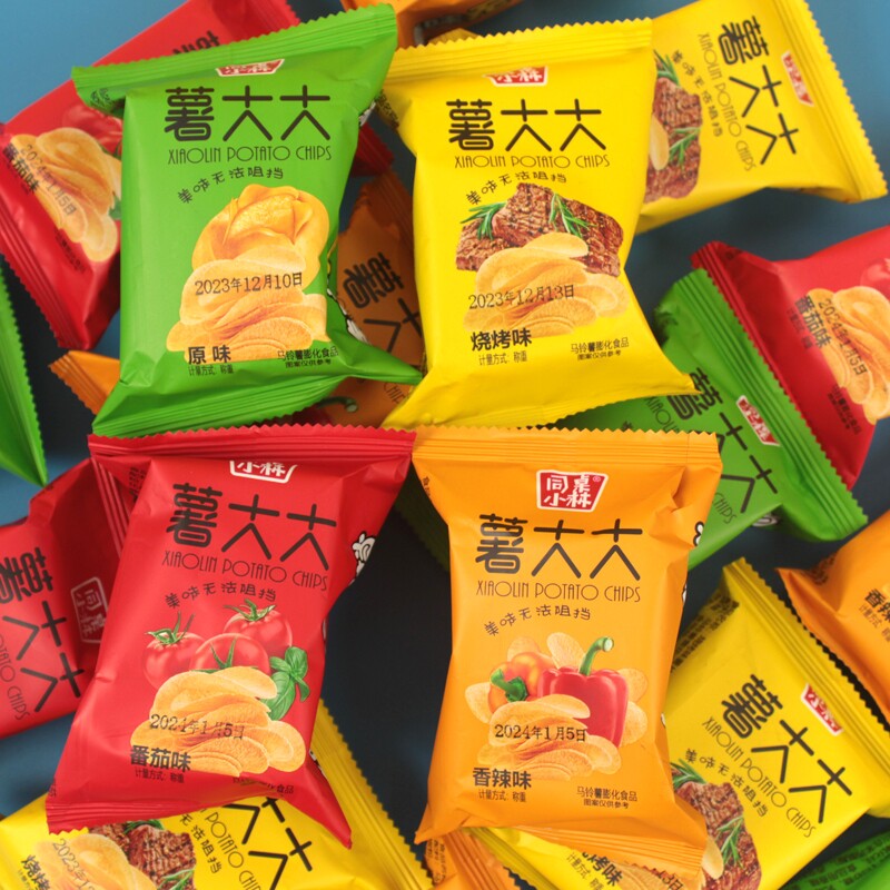 薯片原味田园油炸薯片批发解馋小零食散装薯片番茄味香辣味