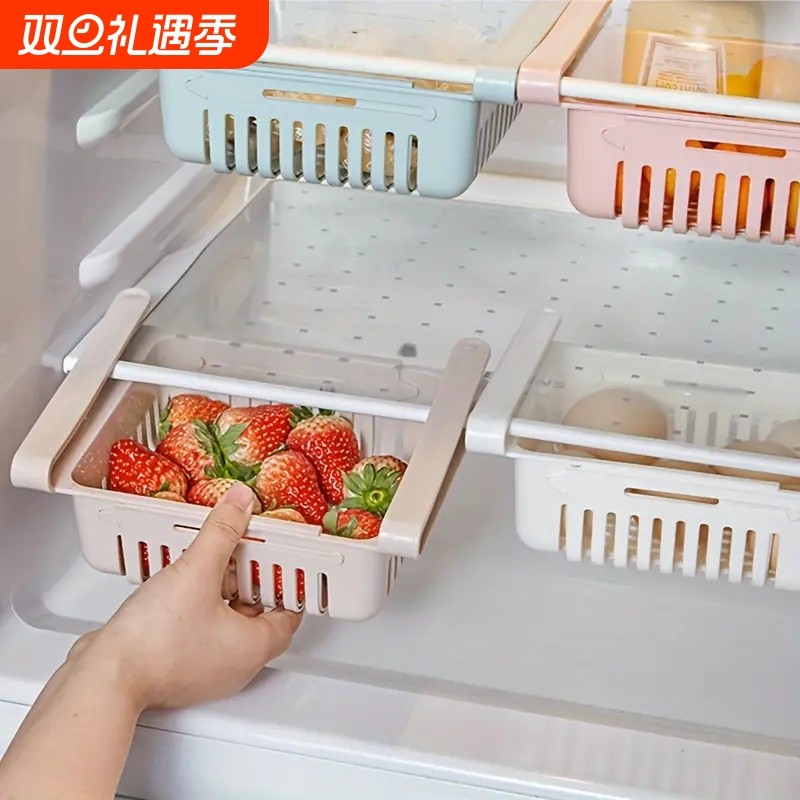 多功能冰箱收纳篮盒保鲜可伸缩鸡蛋置物篮抽屉抽拉式水果悬挂神器