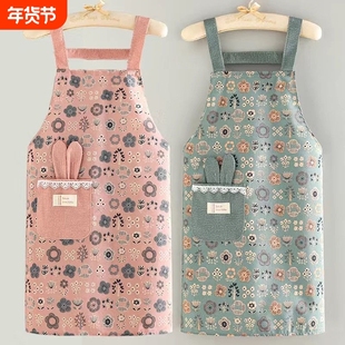 新款帆布背带围裙透气围腰耐磨家用厨房做饭上班工作服女半身加长