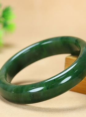 正品新疆和田碧玉手镯女真玉石镯子送妈妈女友礼物高端国风带证书
