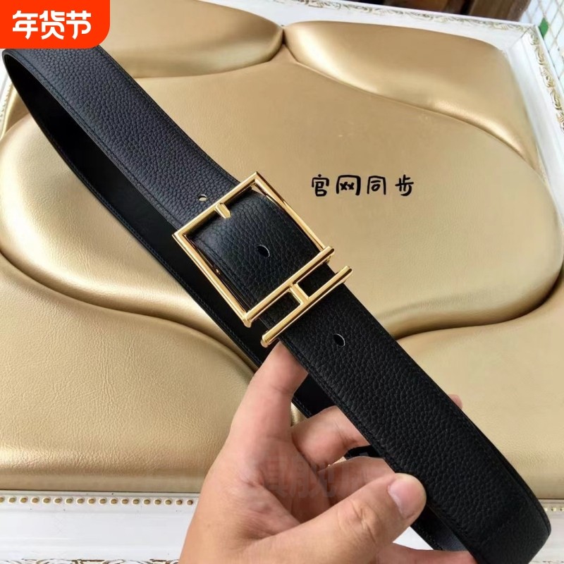 LVАFGН奢侈品大牌真皮男士皮带黑色H家扣双面牛皮商务简约大气