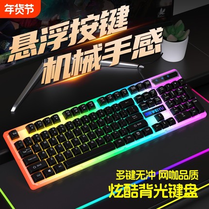 有线键盘鼠标套装家用办公游戏机械手感电脑笔记本台式通用键鼠光