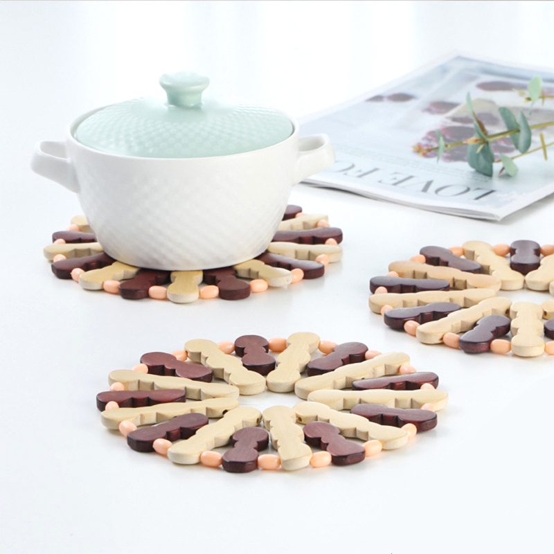 T隔热垫E1pn0-圆形碗垫竹制餐垫加厚隔热垫餐桌垫方形木质杯垫