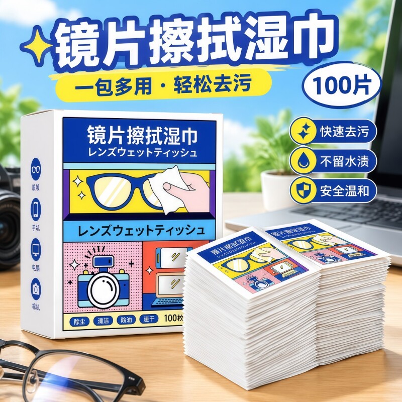 擦眼镜专用清洁湿巾一次性手机电脑屏幕清洁布擦拭眼镜布擦镜湿纸