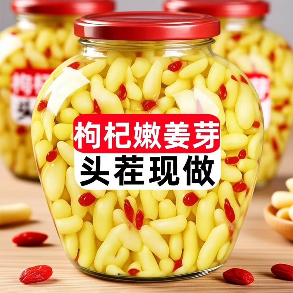 枸杞泡姜芽泡菜嫩姜芽山东淄博特产正宗嫩姜下饭菜整箱罐装开胃