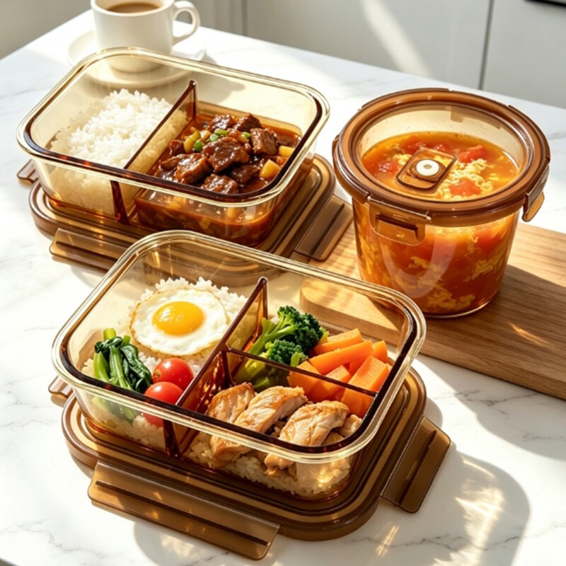 野餐露营手提玻璃饭盒可加热图片