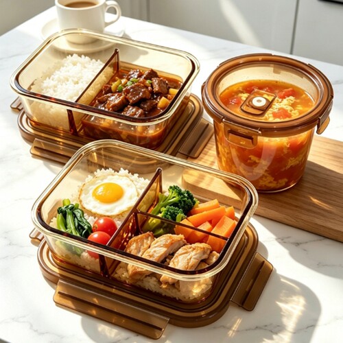 野餐露营手提玻璃饭盒可加热