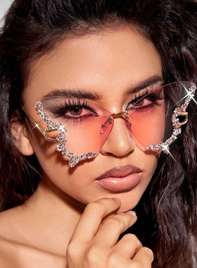 2024新款大框架镶钻蝴蝶太阳镜复