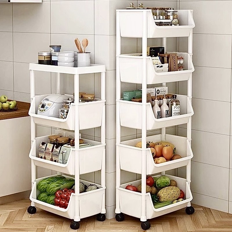 厨房放菜零食置物架落地多层小推车收纳架多功能果蔬菜篮子储物架