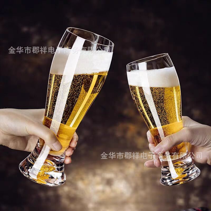 加厚金箔啤酒杯大号精酿啤酒专用杯网红玻璃扎啤杯酒吧水晶玻璃酒