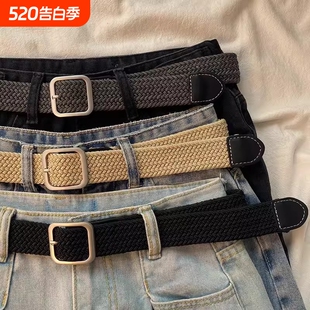 ins风皮带潮流百搭学生裤 腰带无孔免打孔编织帆布男韩版 时尚