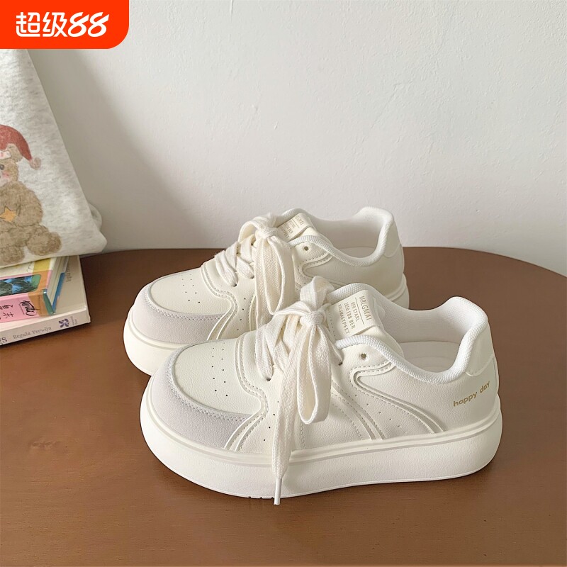 新款ins小众春季板鞋女爆款轻便运动百搭透气圆头厚底2026休闲