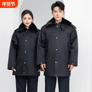 冬季多功能大衣反光条保安安保物业防寒棉服工作服加厚执勤棉袄