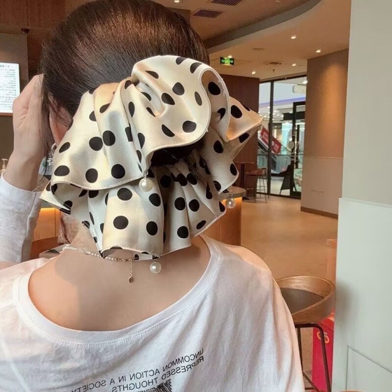 新款气质韩版波点大肠发圈洋气头花精致头绳法式皮筋时尚发绳头饰